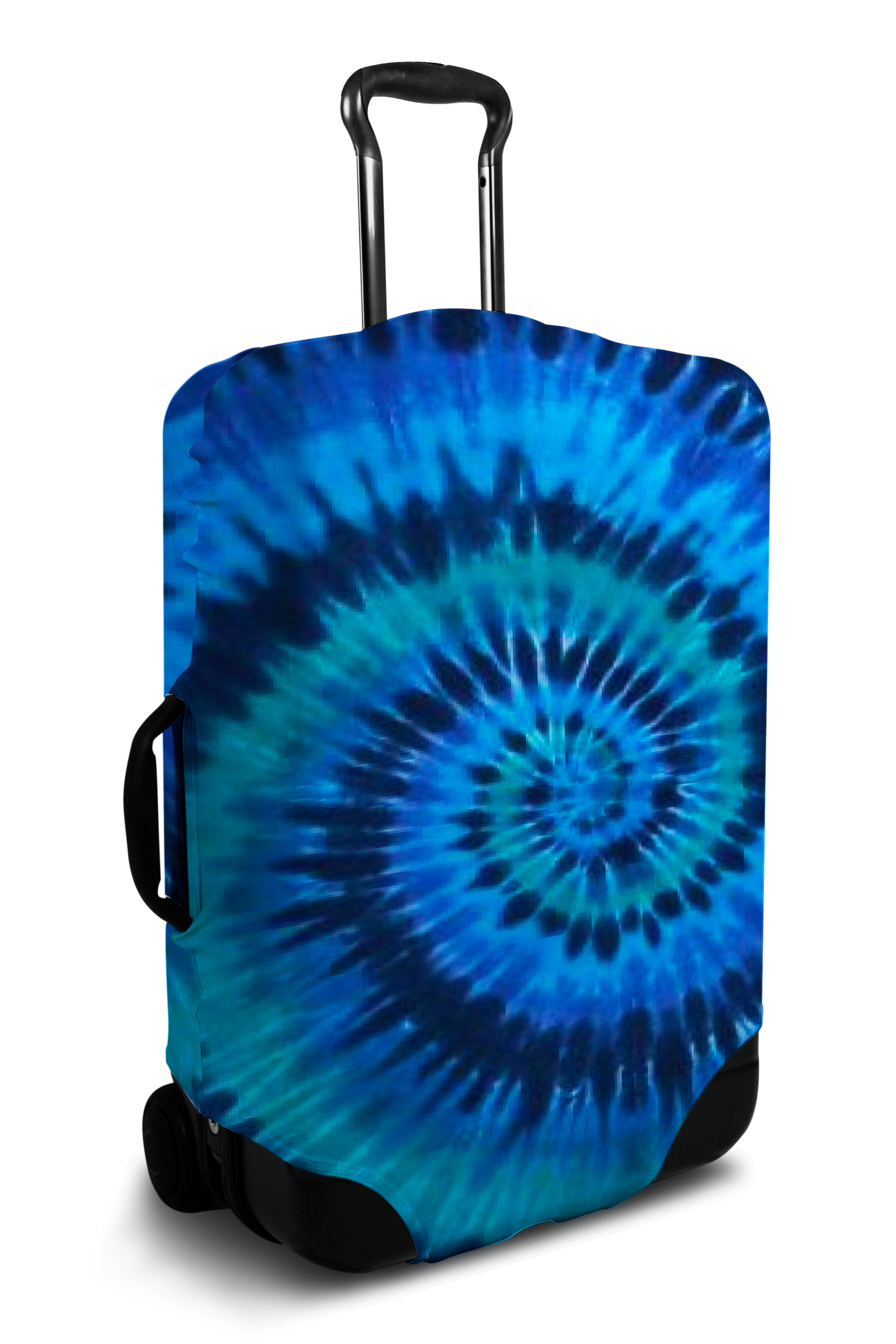 Blue tie dye suitcase cover