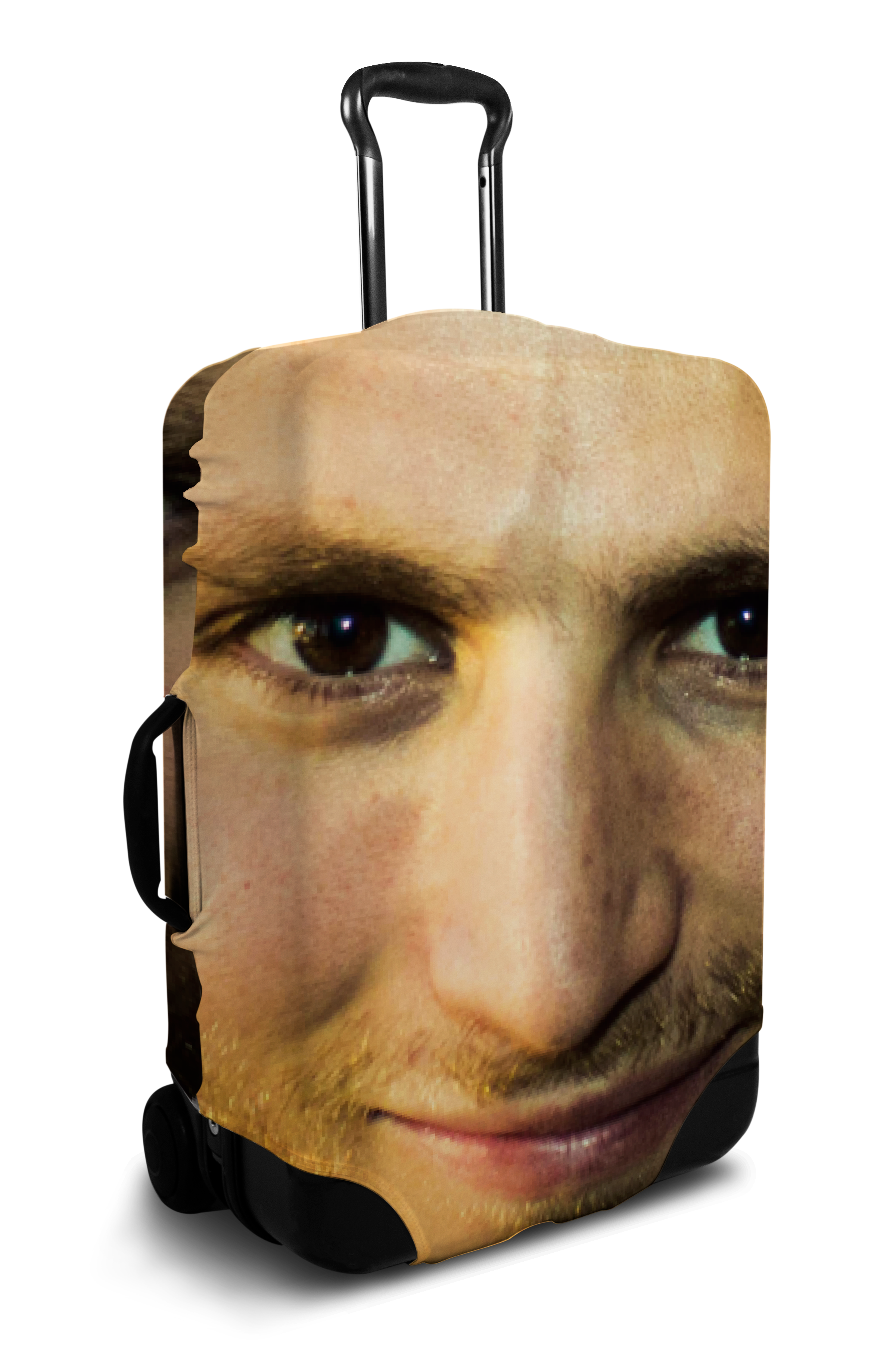 Custom luggage cover with personalized face