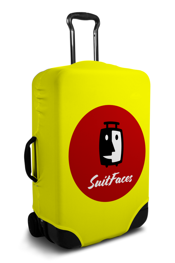 Custom yellow luggage cover with personalized brand logo