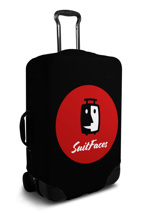 Custom black luggage cover with personalized brand logo