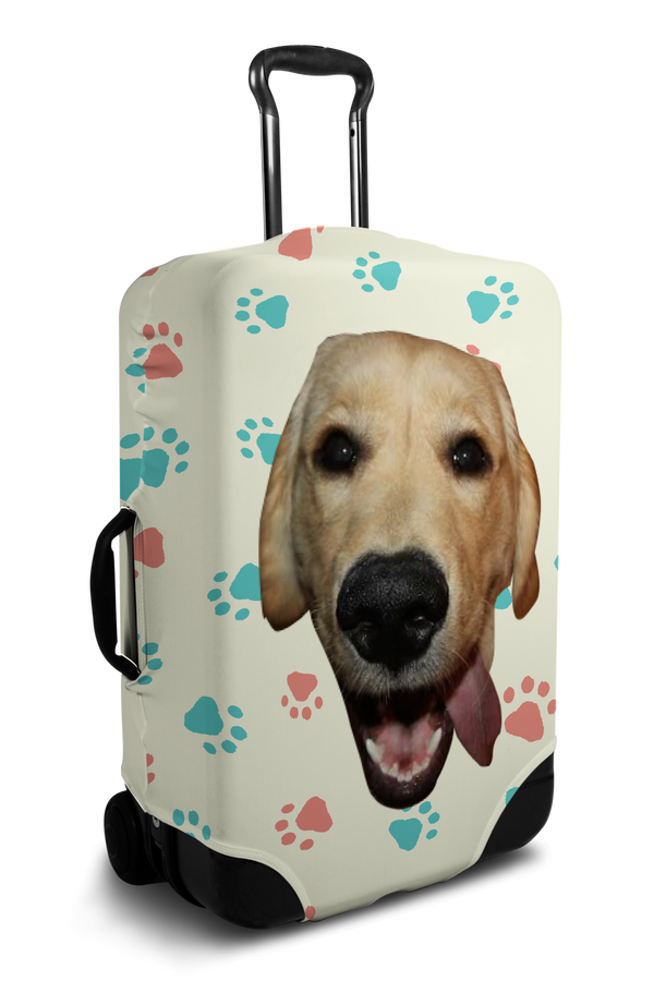 Custom olive luggage cover with personalized dog face